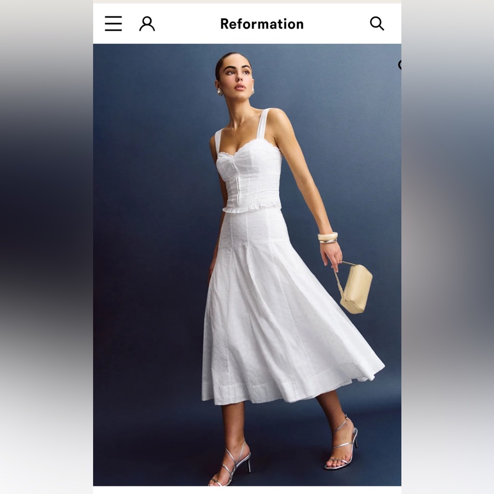Reformation White Antonia Linen Two Piece Set